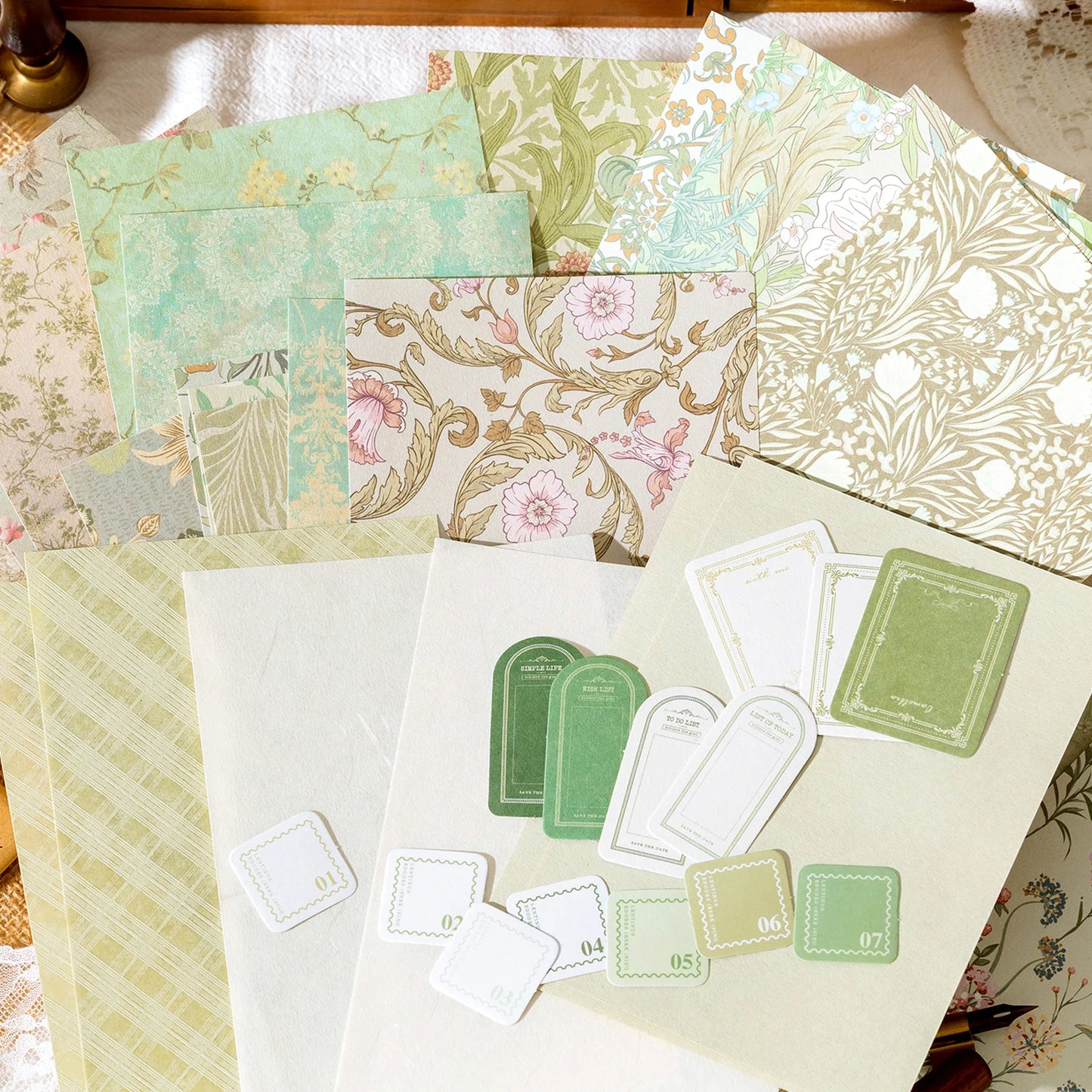 40Pcs Floral Handmade Paper Mix Material Junk Journal Planner