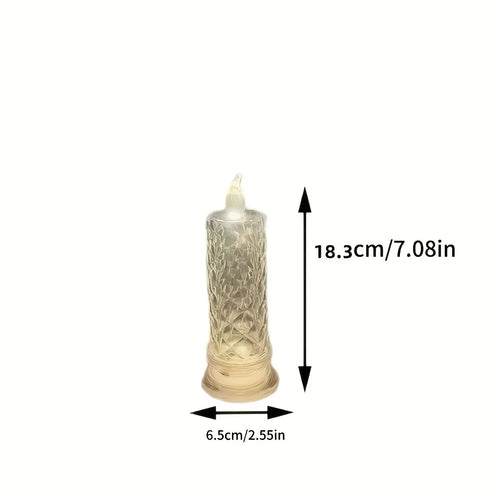 Led Candle Light Rose Pattern Projection Simulation Flameless Candle