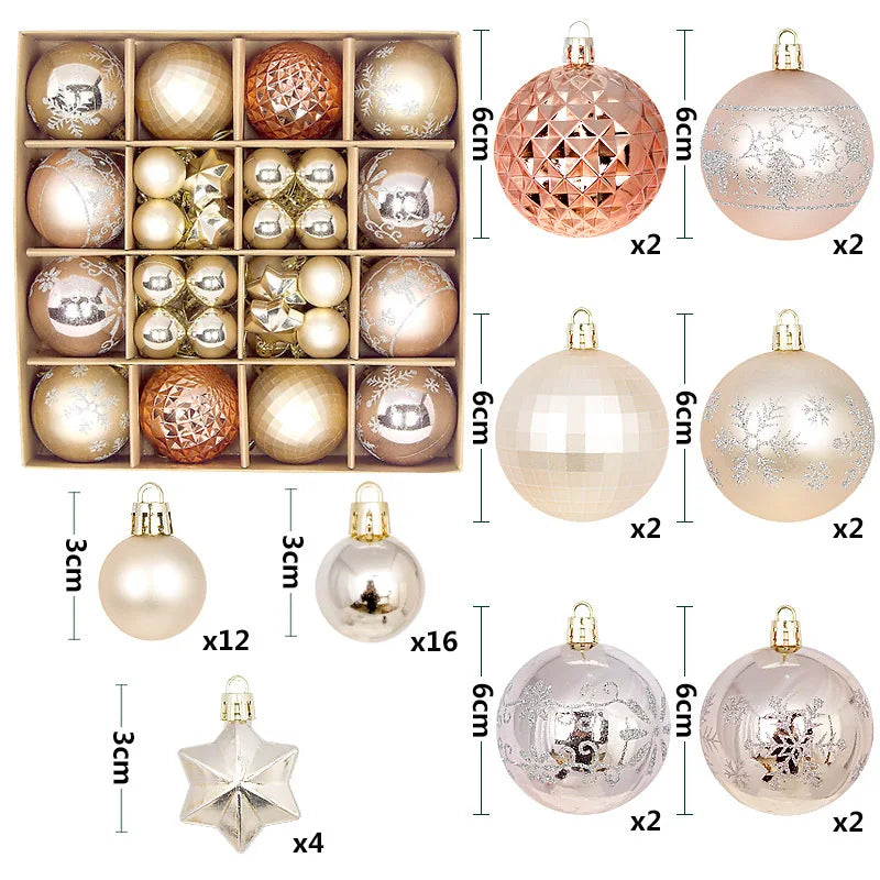 Christmas Ball Ornament Set Big Xmas Tree Hanging Pendant Snowflake