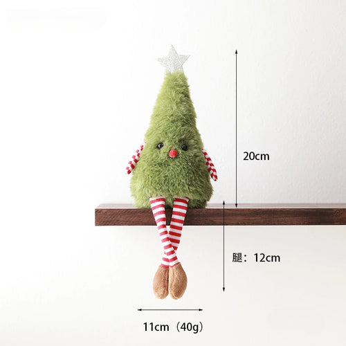 Christmas Decor Cute Plush Christmas Tree Wreath Hanging Leg Doll