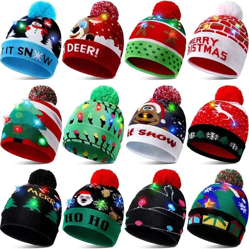 Christmas Hat Year Xmas Party Decor Creative Flashing Led Light