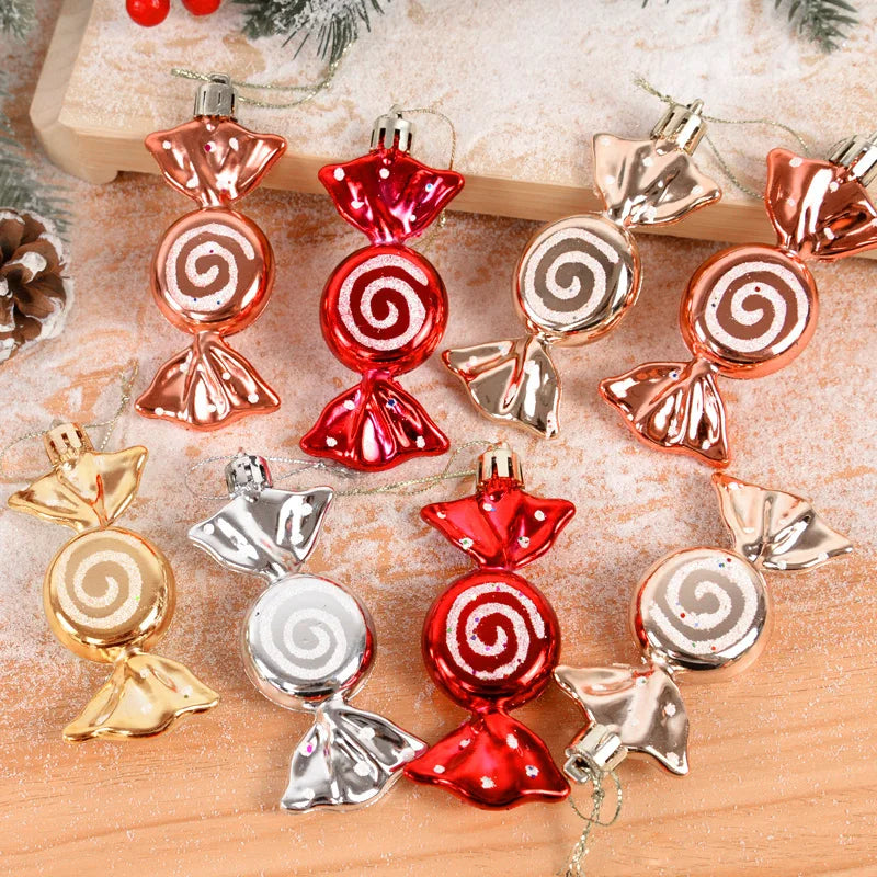 6pcs/box Christmas Candy Pendant Xmas Tree Hanging Ornaments Christmas