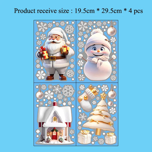 Christmas Snowman Snowflake Santa Claus Wall Sticker New Year Glass