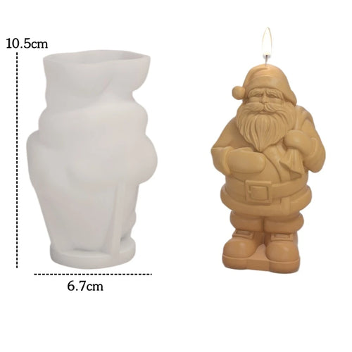 Back Gift Santa Silicone Candle Mold 3d Santa Statue Crafts Plaster