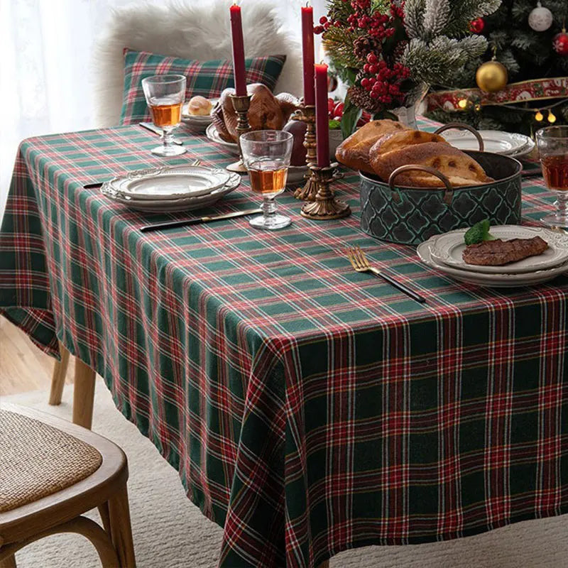 Christmas Themed Checkered Tablecloth, Suitable For Holiday Parties,