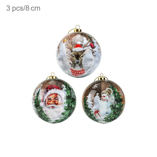 3pcs 8cm Christmas Balls Original Gifts Christmas Decoration 2024