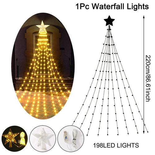 LED Star Waterfall Lights Christmas Decorations String Lights