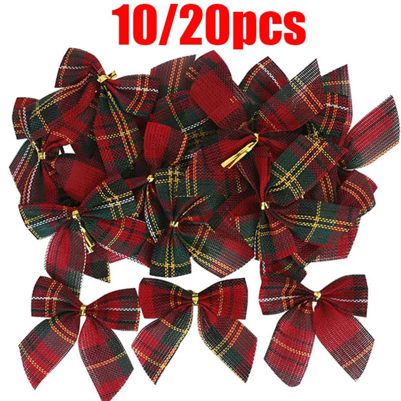 20/10pcs Linen Christmas Bow Decoration Christmas Tree Hanging