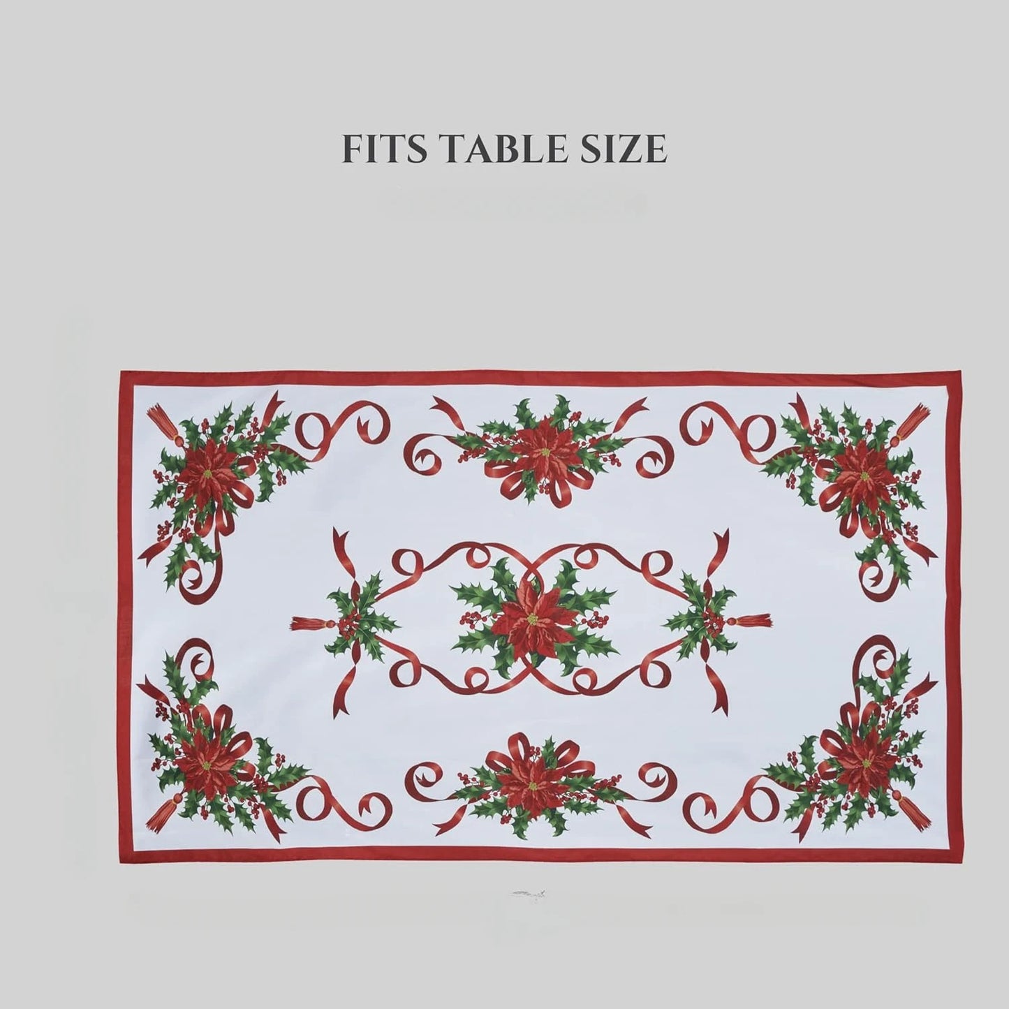 Christmas Ribbon Tablecloth Merry Xmas Table Cloth Harvest Holiday