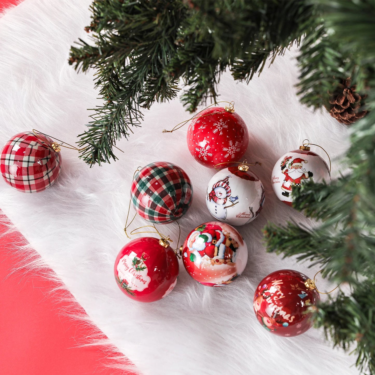 3pcs 8cm Christmas Balls Original Gifts Christmas Decoration 2024