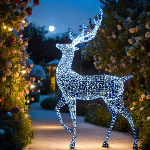 Custom. White Outdoor Commercial Motif Lights 3D LED Reindeer