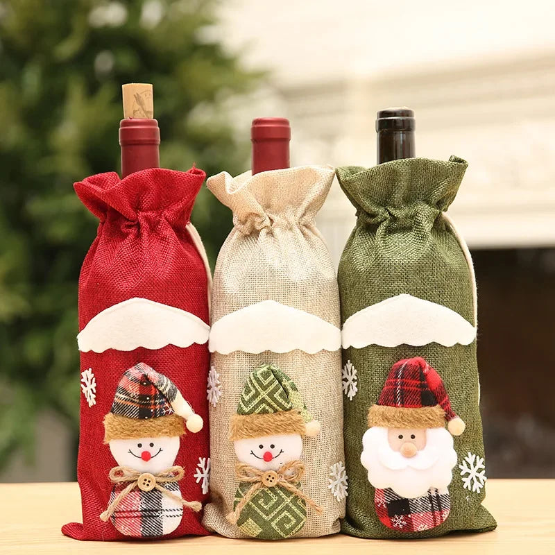 Christmas Santa Knitted Wine Bottle Case Elk Snowman Red Wine