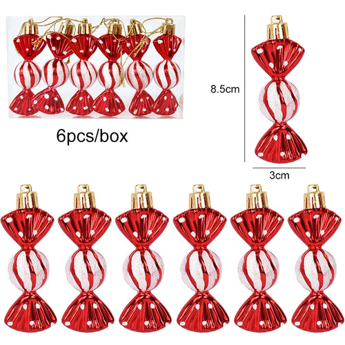 6pcs/box Christmas Candy Pendant Xmas Tree Hanging Ornaments Christmas