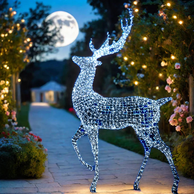 Custom. White Outdoor Commercial Motif Lights 3D LED Reindeer