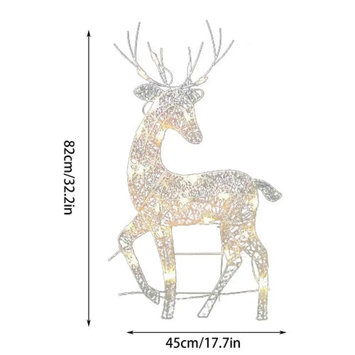 Handmake Iron Art Elk Deer Christmas Garden Decor LED Light Glowing