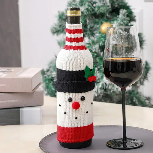 Christmas Santa Knitted Wine Bottle Case Elk Snowman Red Wine