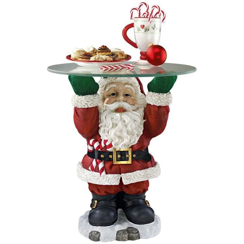 Santa Claus Sculptural Glass Topped Holiday Table Resin Ornament