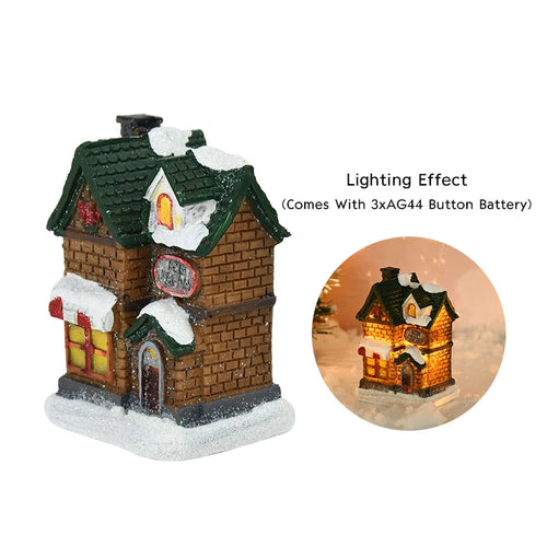 Christmas LED Light Wooden House Luminous Cabin Merry Christmas