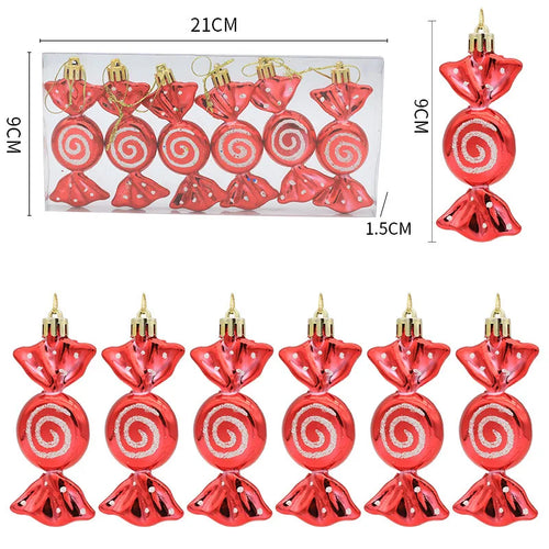 6pcs/box Christmas Candy Pendant Xmas Tree Hanging Ornaments Christmas