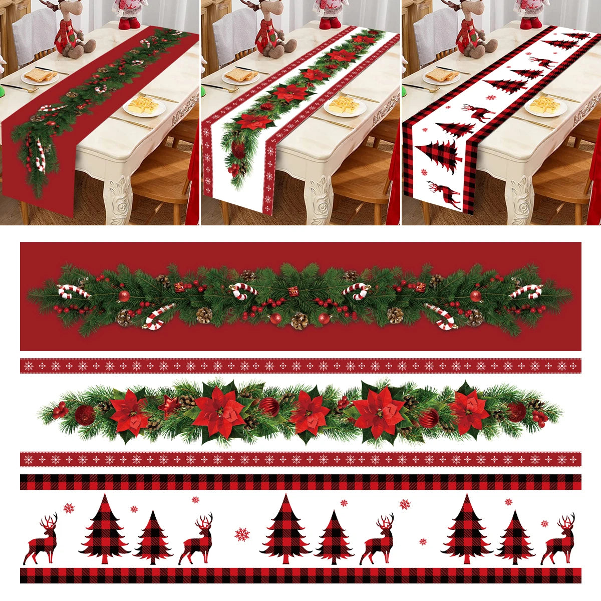 Christmas Polyester Table Runner Merry Christmas Decoration For Home