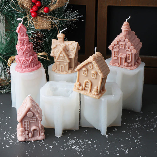 3D Christmas House Candle Silicone Mold DIY Creative Cabin Log Cabin