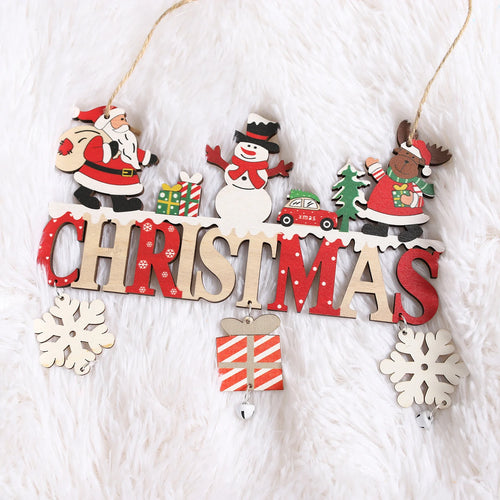 2024 Wooden Christmas Pendants Door Wall Xmas Decor Christmas Tree