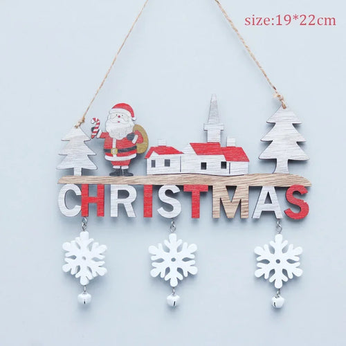 2024 Wooden Christmas Pendants Door Wall Xmas Decor Christmas Tree