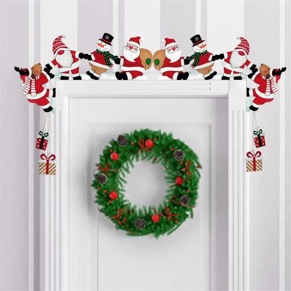 Wood Santa Christmas Door Corner Decor Christmas Door Frame Decor