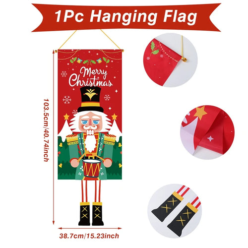 Christmas Hanging Flag Decoration Merry Cristmas Decor for Home 2024