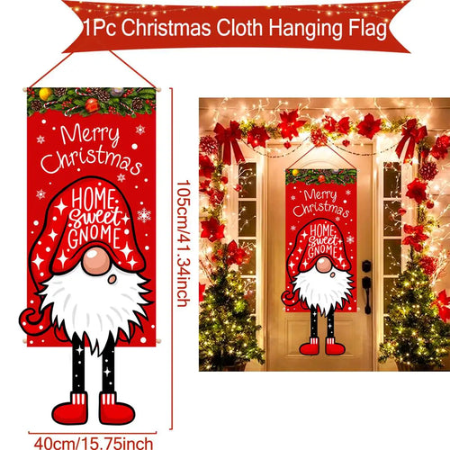 Christmas Hanging Flag Porch Door Banner Christmas Decorations For