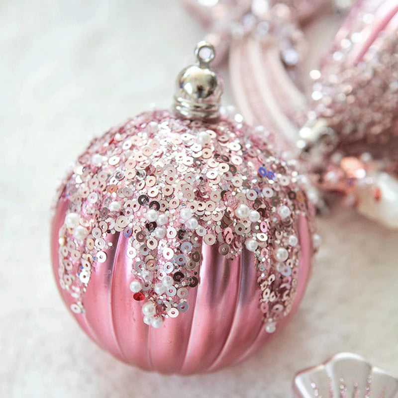 Christmas Ball Christmas Tree Decorative Color Ball Pink Star Candy