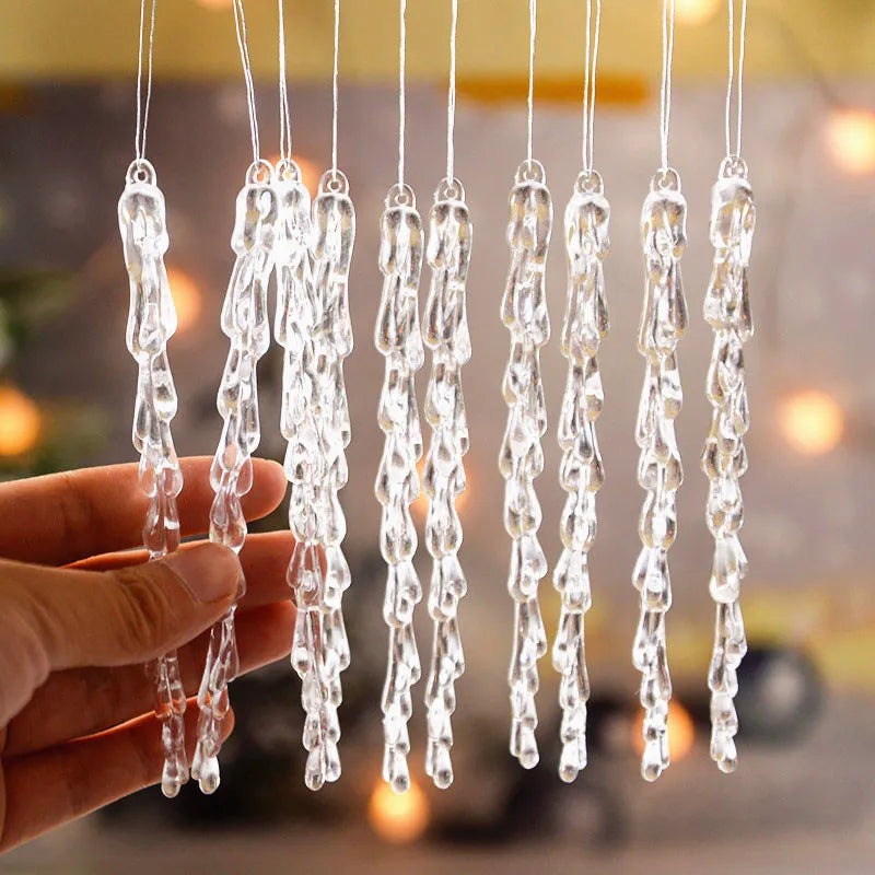 Christmas Simulation Ice Cone Pendant Xmas Tree Hanging Clear Fake