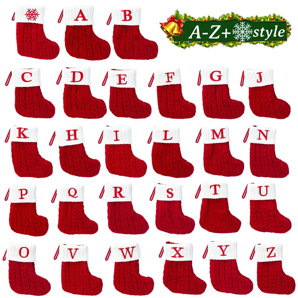 Merry Christmas Socks Knitting Snowflake Letter Stocking Christmas