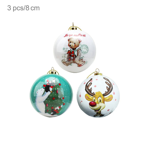 3pcs 8cm Christmas Balls Original Gifts Christmas Decoration 2024