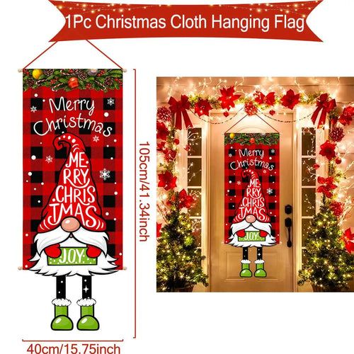 Christmas Hanging Flag Porch Door Banner Christmas Decorations For