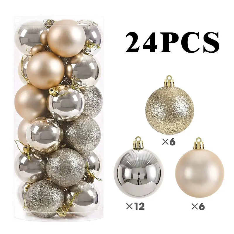 24/pcs 8CM Christmas Ball Ornaments Set Painted Plastics Christmas