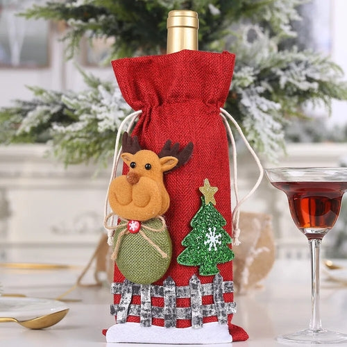 Creative Christmas Wine Bottle Set Golden Velvet Dress Wine Bottle