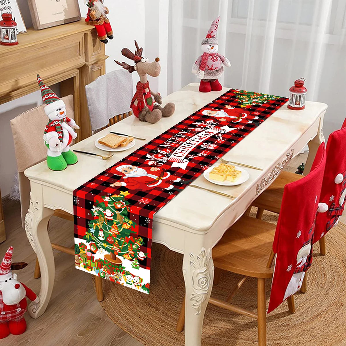 Christmas Polyester Table Runner Merry Christmas Decoration For Home