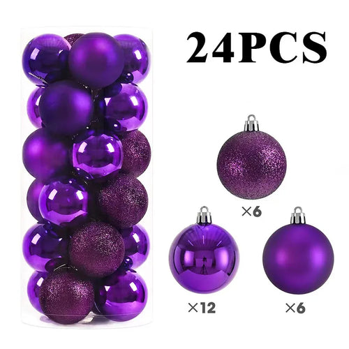 24/pcs 8CM Christmas Ball Ornaments Set Painted Plastics Christmas