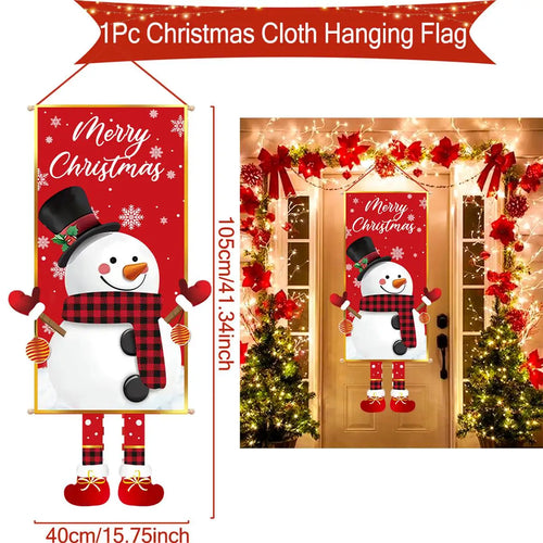 Christmas Hanging Flag Porch Door Banner Christmas Decorations For