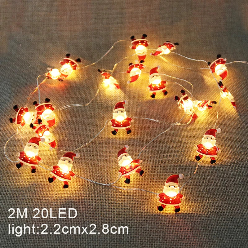 2M Christmas Santa Claus Snowflake LED Light String Garland Xmas Tree