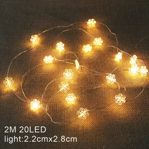 2M Christmas Santa Claus Snowflake LED Light String Garland Xmas Tree