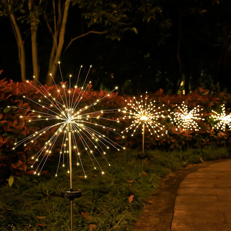 Outdoor LED Firework Lights Waterproof Solar Garland Light Garden Xmas