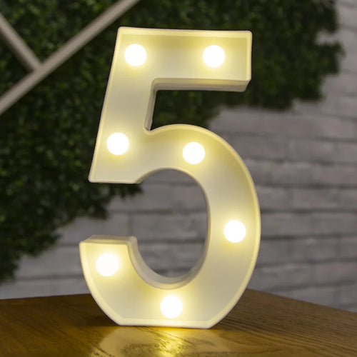 Alphabet Letter LED Lights Luminous Number Lamp Decor  Battery Night