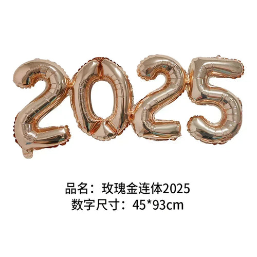 2025 Crown Number Foil Balloons Happy New Year Eve Party Decoration