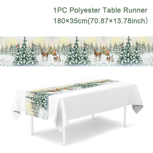 Christmas Polyester Table Runner Merry Christmas Decoration For Home