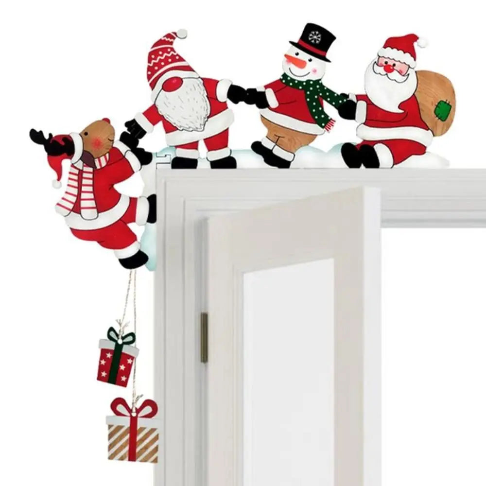 Wood Santa Christmas Door Corner Decor Christmas Door Frame Decor