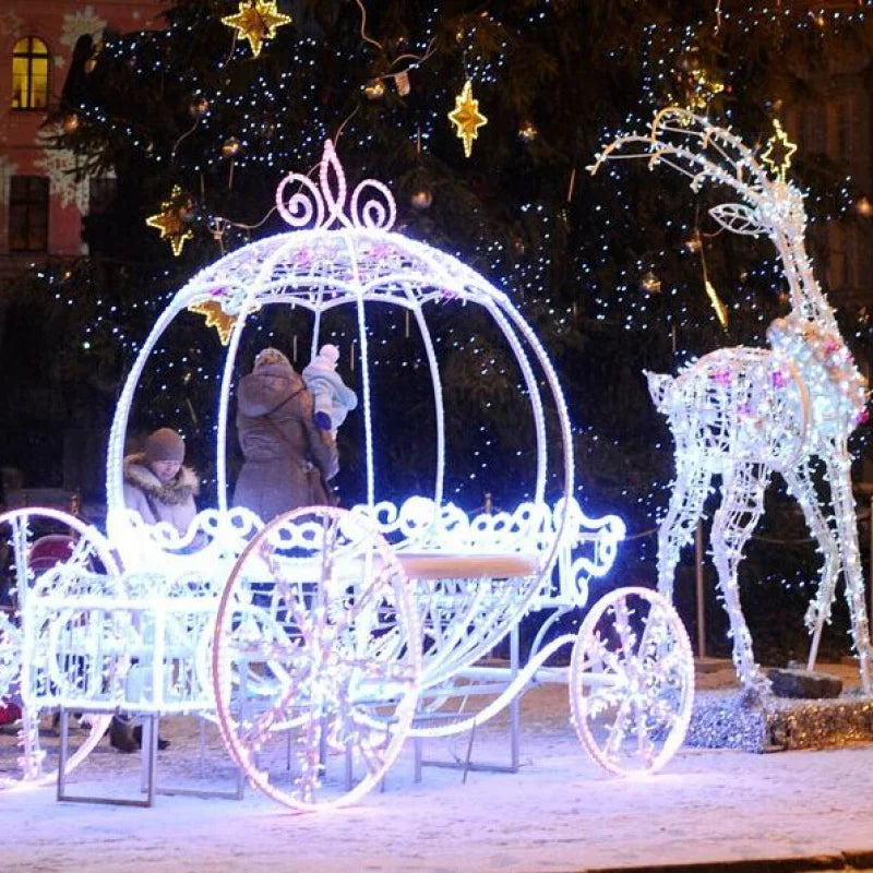 Custom.2024 new product Outdoor LED Santa Claus Sleigh Reindeer Light