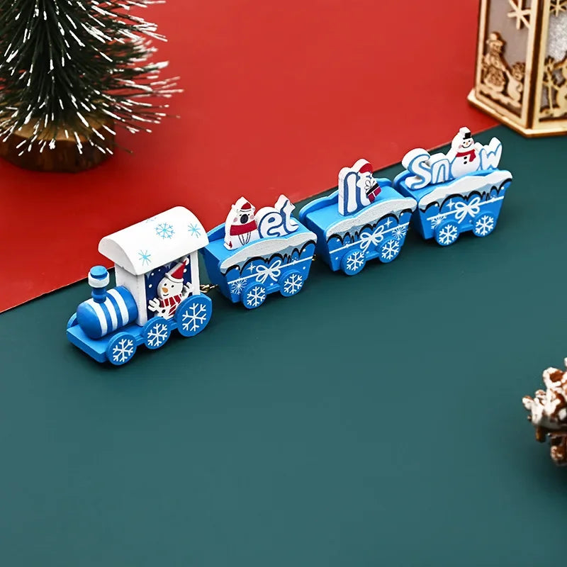 Wooden Christmas Small Train Xmas Ornaments Merry Christmas Decor For