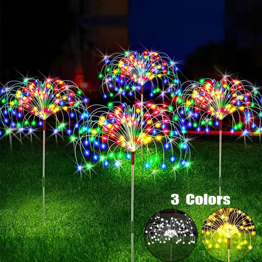 1/2/4PCS Solar Firework Light Waterproof Outdoor 8 Lighting Modes